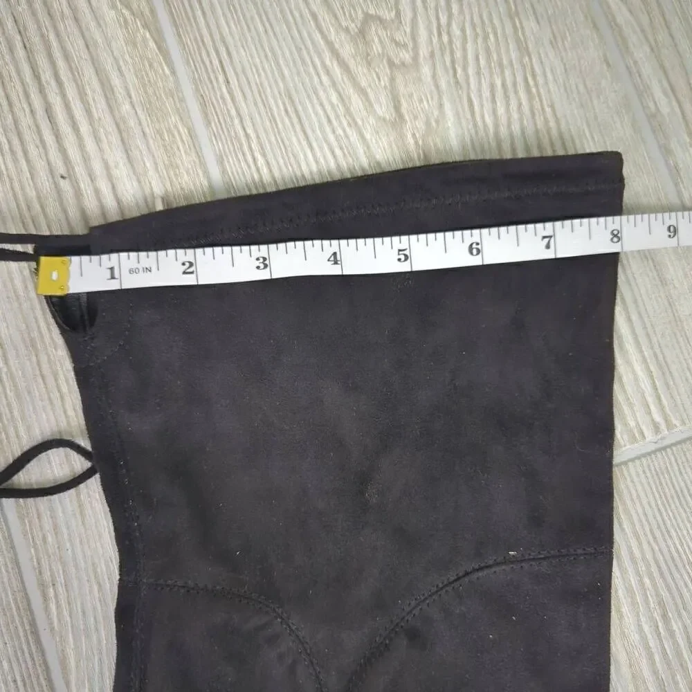 Unisa Black Over The Knee Stretch Heeled Boots Size 7 Medium Faux Suede